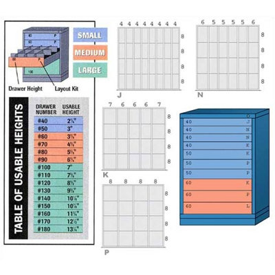 Lyon Workspace Products Counter High Standard Cabinet with 10 Drawers: 30" W x 28 1/4" D x 44 1/4" H