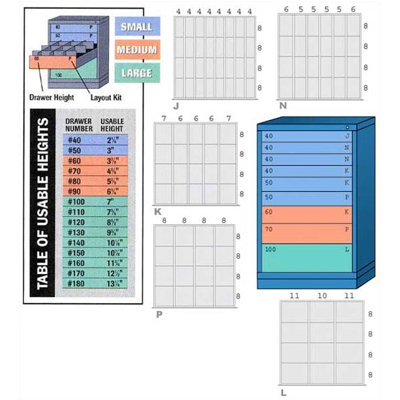 Lyon Workspace Products Counter High Standard Cabinet with 9 Drawers: 30" W x 28 1/4" D x 44 1/4" H