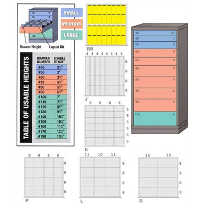 Lyon Workspace Products Eye-Level High Standard Cabinet with 10 Drawers: 30" W x 28 1/4" D x 59 1/4" H