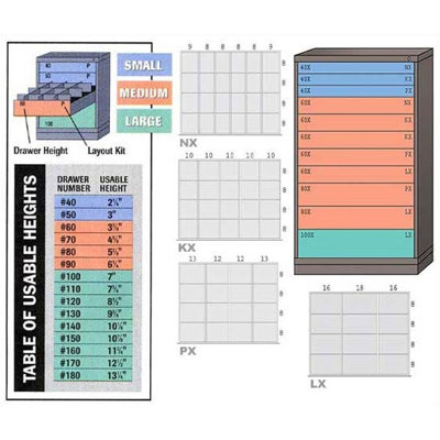 Lyon Workspace Products Eye-Level High Extra Wide Cabinet with 12 Drawers: 45" W x 28 1/4" D x 59 1/4" H