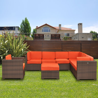 International Home Miami Atlantic Marseille 8 Piece Deep Seating Group with Cushions