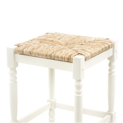 Carolina Cottage 24" Hawthorne Counter Stool with Rush Seat in Antique White