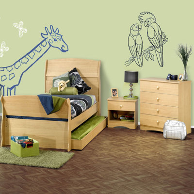 Nexera Alegria Twin Trundle Sleigh Bed in Natural Maple