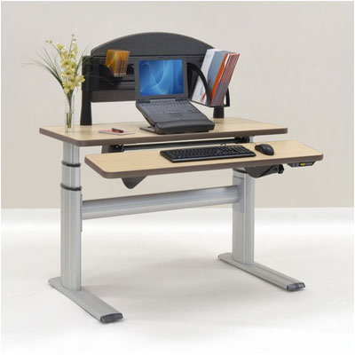 Workrite Ergonomics Sonoma Series Premium Dual Surface Rectangle Desk with Laptop Station (Height-Adjustable)