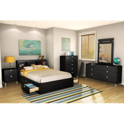 South Shore Spark Mate's Platform Bed with Bookcase Headboard