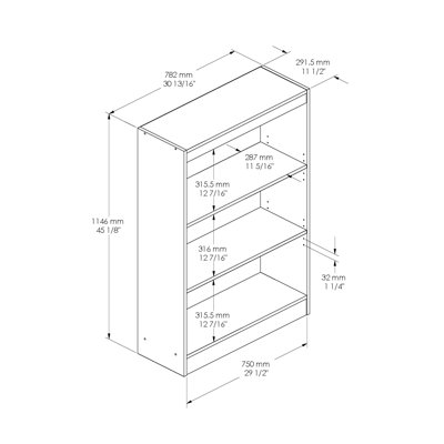 South Shore Axess Three Shelf Bookcase in Pure White