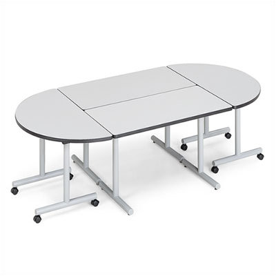 ABCO Smart Tables: 24" x 84" Rectangle Thermofused Melamine Conference Table and Half Circle Kit