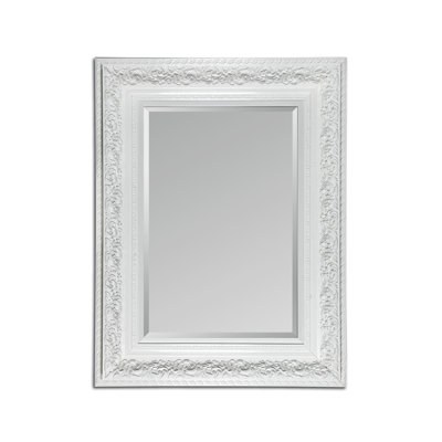 Beveled Wall Mirror in White Lacquer
