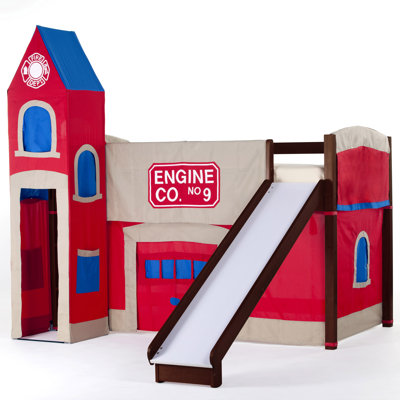 NE Kids School House Twin Firehouse Low Loft Bed