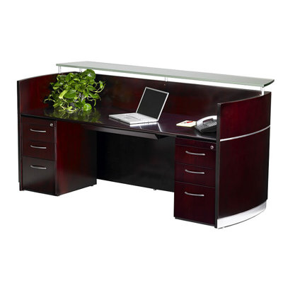 Mayline Group Napoli 87" W Reception Desk with 2 Pedestals