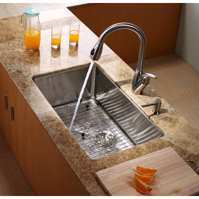 Kraus Undermount 30" Kitchen Sink with Faucet and Soap Dispenser