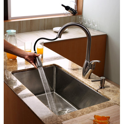 Kraus Undermount 30" Kitchen Sink with Faucet and Soap Dispenser