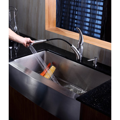 Kraus Farmhouse 36" Kitchen Sink with Faucet and Soap Dispenser