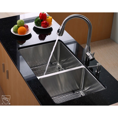Kraus Undermount 33" Double Bowl 70/30 Kitchen Sink