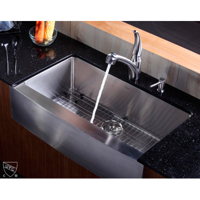 Kraus Farmhouse 36" Kitchen Sink with Faucet and Soap Dispenser