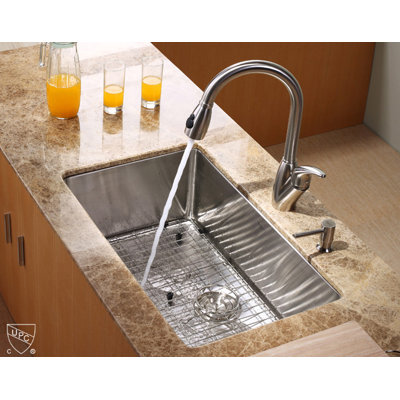 Kraus Undermount 30" Kitchen Sink with Faucet and Soap Dispenser