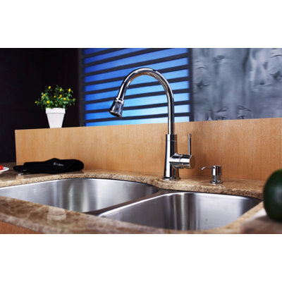 Kraus 32" Undermount 70/30 Double Bowl Kitchen Sink with 14.9" Faucet and Soap Dispenser