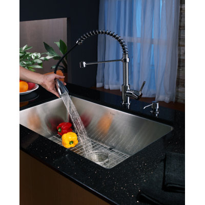 Kraus 30" x 18" Undermount Kitchen Sink with Faucet and Soap Dispenser