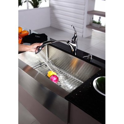 Kraus Farmhouse 30" Kitchen Sink with Faucet and Soap Dispenser