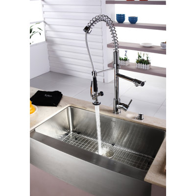 Kraus Farmhouse 33" Kitchen Sink with Faucet and Soap Dispenser