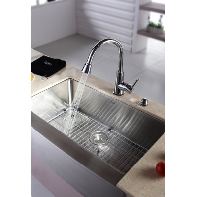 Kraus Farmhouse 33" Kitchen Sink with Faucet and Soap Dispenser