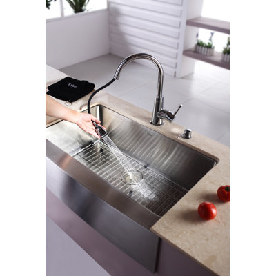 Kraus Farmhouse 33" Kitchen Sink with Faucet and Soap Dispenser