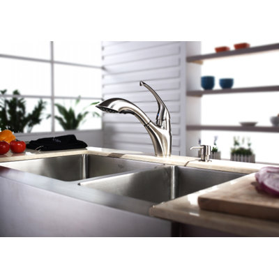 Kraus Farmhouse 33" 70/30 Double Bowl Kitchen Sink with Faucet and Soap Dispenser