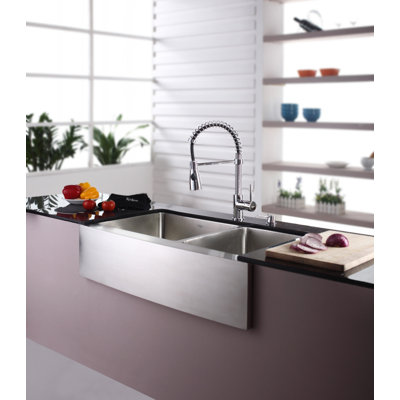 Kraus Farmhouse 36" Kitchen Sink with Faucet and Soap Dispenser