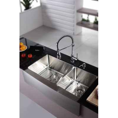 Kraus Farmhouse 36" Kitchen Sink with Faucet and Soap Dispenser