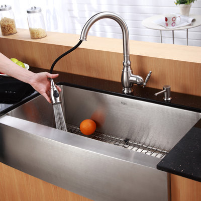 Kraus Farmhouse 36" Single Bowl Kitchen Sink with Faucet and Soap Dispenser