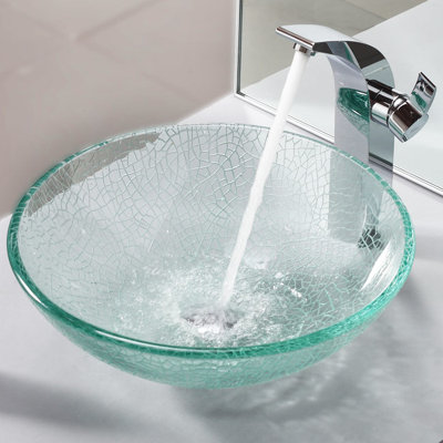 Kraus Broken Glass Vessel Sink and Single Hole Faucet with Single Handle