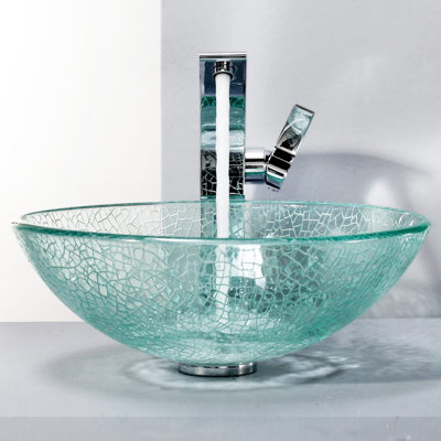 Kraus Broken Glass Vessel Sink and Single Hole Faucet with Single Handle