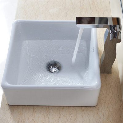 Kraus Combos Square Ceramic Sink and Single Hole Faucet with Single Hande