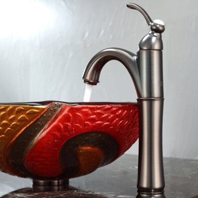 Kraus Copper Snake Glass Vessel Sink and Riviera Faucet