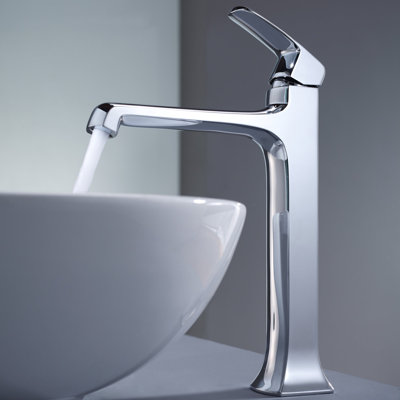 Kraus 18.5" White Round Ceramic Sink and Decorum Faucet