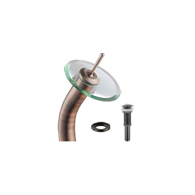 Kraus Broken Glass Vessel Sink and Waterfall Faucet