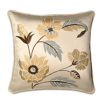 Bellezza Polyester Hand-Painted Decorative Pillow with Small Welt