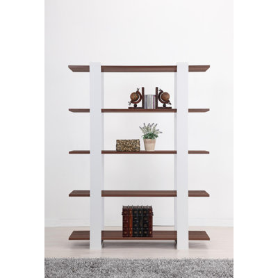 Hokku Designs Ellise Bookcase/Display Stand in Matte Walnut and White