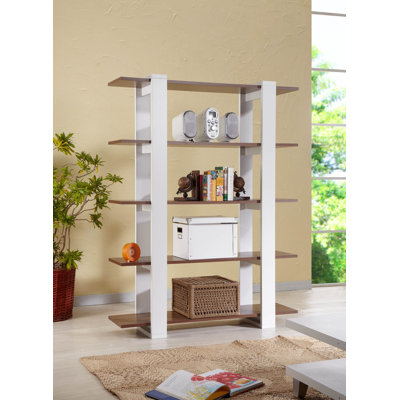 Hokku Designs Ellise Bookcase/Display Stand in Matte Walnut and White
