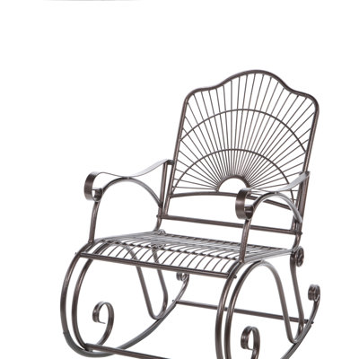 International Caravan Iron Patio Sun Ray Bronze Rocking Chair