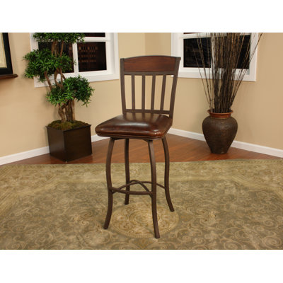 American Heritage Lancaster Stool in Ginger Spice with Bourbon Leather