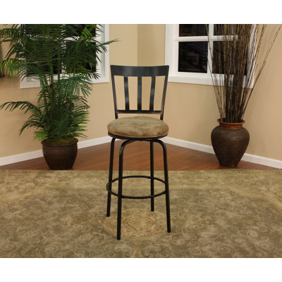 American Heritage Skyline Stool in Black with Coffee Microfiber