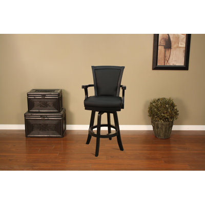 American Heritage Auburn Stool in Antique Black with Black Leather