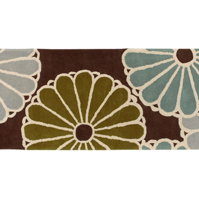 Thomas Paul Tufted Pile Choclate/Aqua Parasols Rug