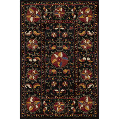 Momeni Habitat Black Uzbek Suzani Rug