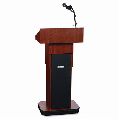 AmpliVox Sound Systems Executive Adjustable Sound Lectern, Column, 24w x 17-1/2d x 36 to 44h, Mahogany                                              