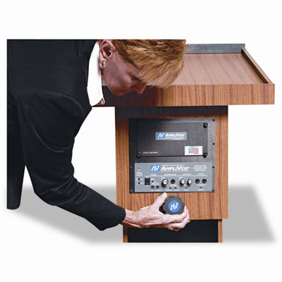 AmpliVox Sound Systems Presidential Plus Adjustable Wireless Column Lectern, 20 x 13 x 46-1/2, Med Oak