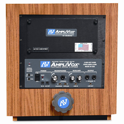 AmpliVox Sound Systems Presidential Plus Adjustable Wireless Column Lectern, 20 x 13 x 46-1/2, Med Oak