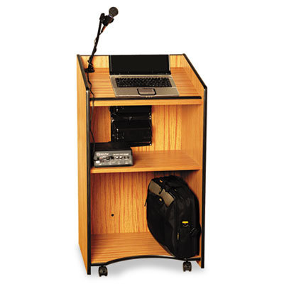 AmpliVox Sound Systems Adjustable Presidential Plus Lectern, 25-1/2w x 20-1/2d x 36 to 44h, Medium Oak                                              