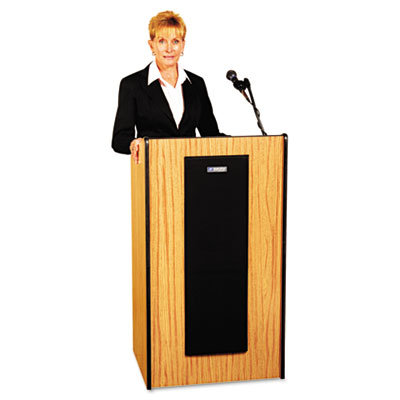 AmpliVox Sound Systems Adjustable Presidential Plus Lectern, 25-1/2w x 20-1/2d x 36 to 44h, Medium Oak                                              